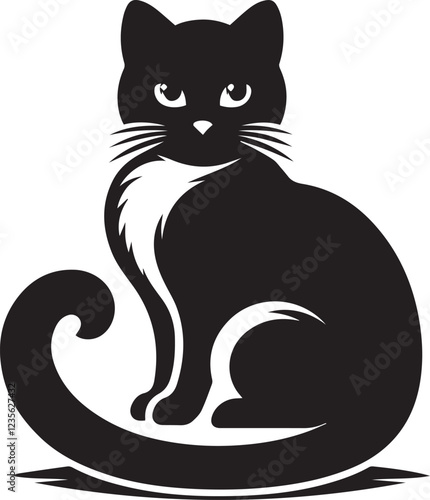 Wallpaper Mural Cat silhouette black and white vector icon Torontodigital.ca