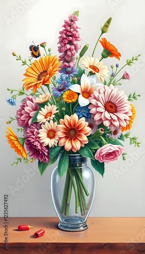 Wallpaper Mural Vibrant Floral Still Life in Vintage Vase Torontodigital.ca