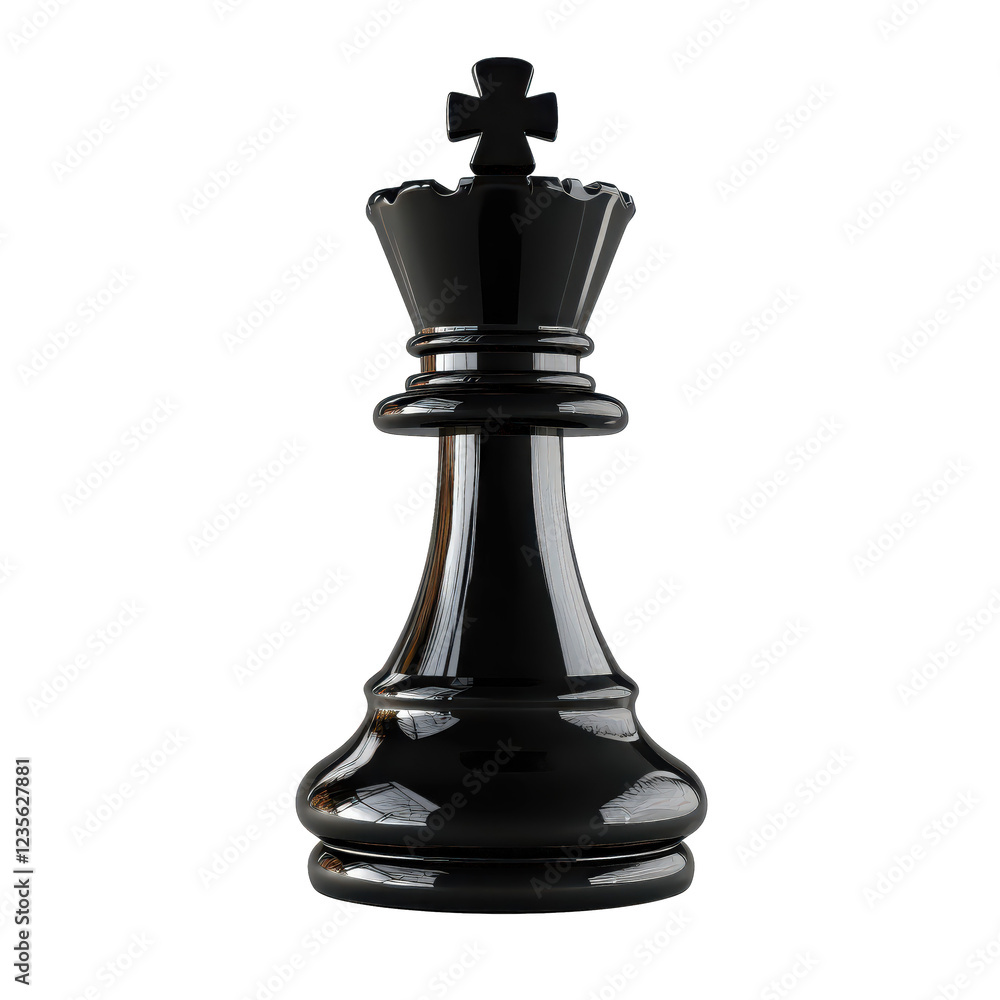 Black chess king piece isolated on transparency background, symbolizing strategy and power Black chess king piece isolated on transparency background, symbolizing strategy and power