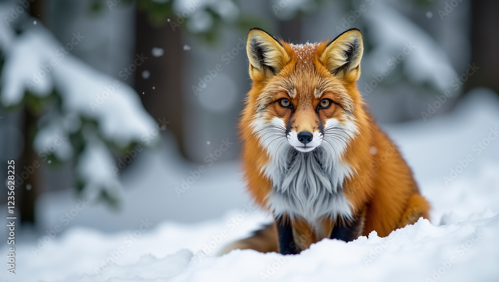 Fox in a Snowy Forest Fox in a Snowy Forest