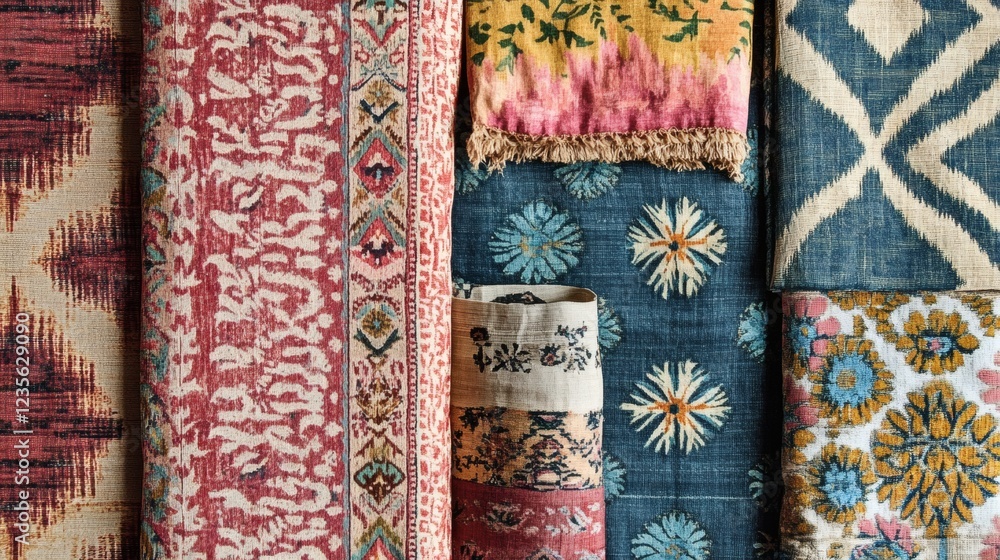 Collection of Vibrant and Textured Fabric Swatches Bohemian and Ethnic Textile Designs Collection of Vibrant and Textured Fabric Swatches Bohemian and Ethnic Textile Designs