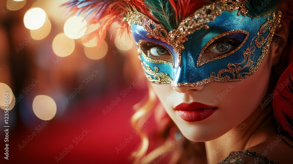 Mysterious Close-Up of a Woman in a Feathered Mask Mysterious Close-Up of a Woman in a Feathered Mask