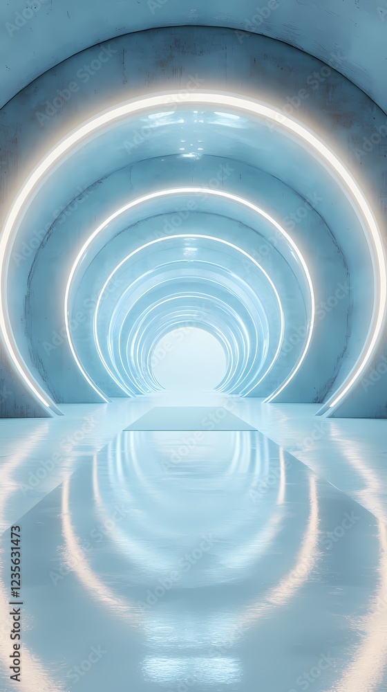 Fototapeta premium Digital technology blue future circular stage poster background
