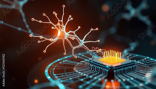 3D Illustration of Artificial Neuron in AI Concept photo