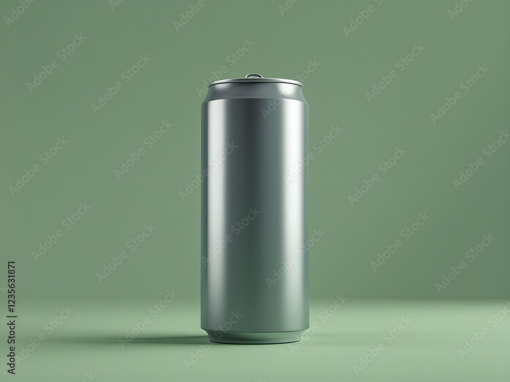 A matte gray aluminum can floats weightlessly against a vibrant green background. No labels, just smooth metal reflecting soft light. A minimalist, modern aesthetic with a subtle sense of depth. A matte gray aluminum can floats weightlessly against a vibrant green background. No labels, just smooth metal reflecting soft light. A minimalist, modern aesthetic with a subtle sense of depth.