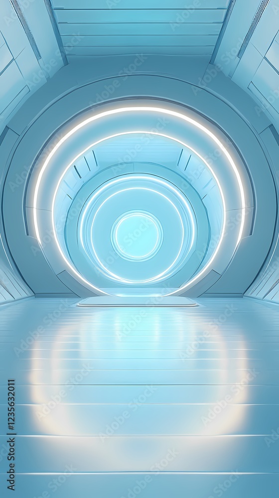 Obraz premium Digital technology blue future circular stage poster background