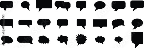 Speech Bubble icon set. Black And White speech bubble collection. Talk bubbles with editable stroke
