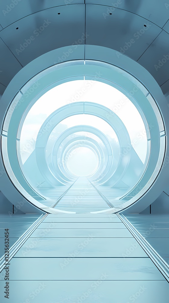 Fototapeta premium Digital technology blue future circular stage poster background