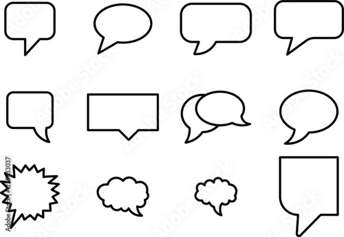 Speech Bubble icon set. Black And White speech bubble collection. Talk bubbles with editable stroke
