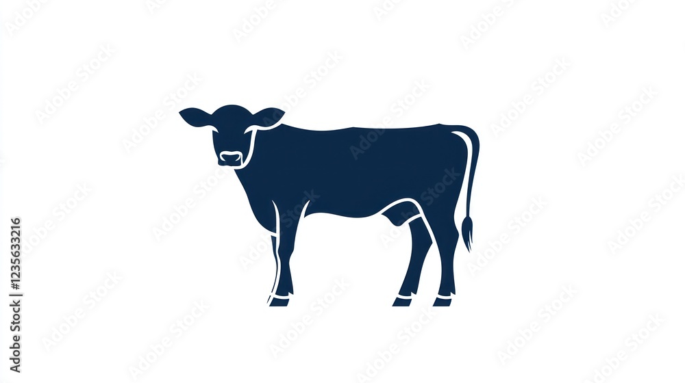 Calf standing, pasture background, agriculture illustration Calf standing, pasture background, agriculture illustration