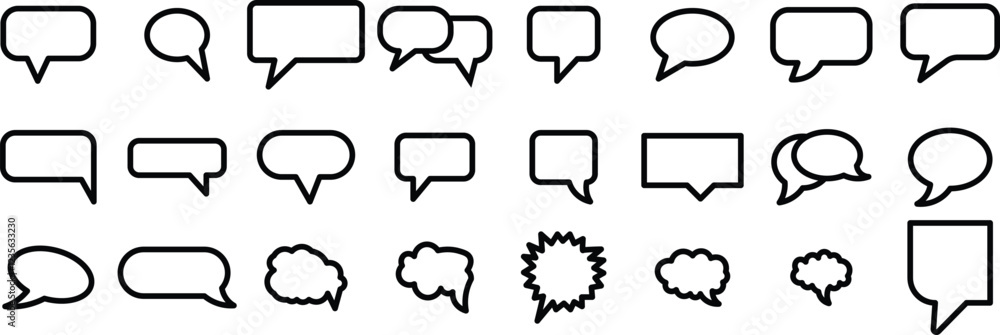 Obraz premium Speech Bubble icon set. Black And White speech bubble collection. Talk bubbles with editable stroke