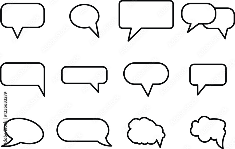 Fototapeta premium Speech Bubble icon set. Black And White speech bubble collection. Talk bubbles with editable stroke 