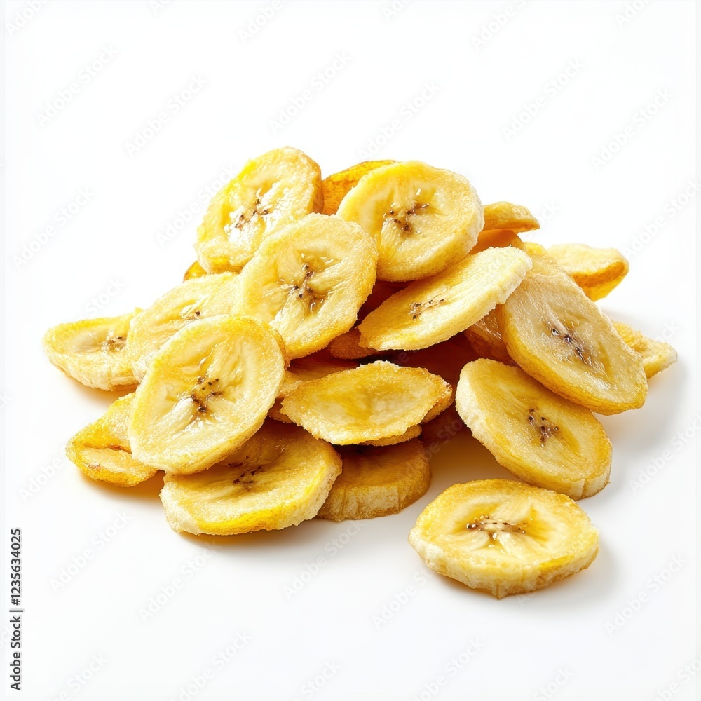 Dried banana slices isolated on white background. Dried banana slices isolated on white background.