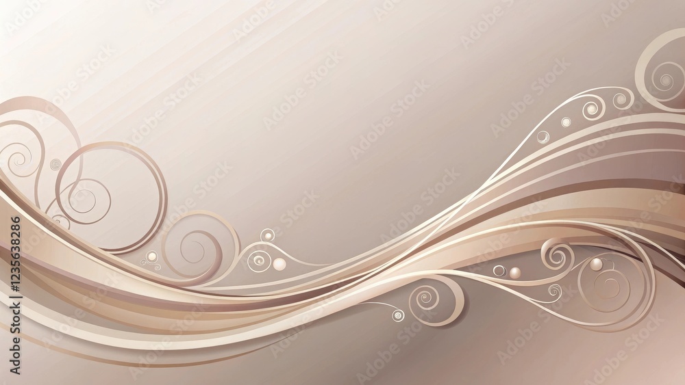 Elegant Swirling Brown and Beige Abstract Background Design with Curving Lines and Floral Elements Elegant Swirling Brown and Beige Abstract Background Design with Curving Lines and Floral Elements