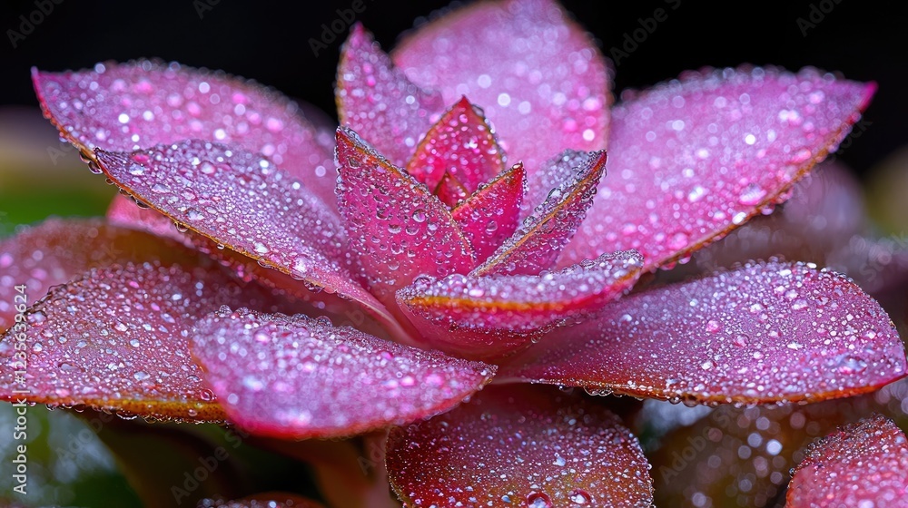 Dew-kissed succulent, close-up, garden, dark background, nature photography Dew-kissed succulent, close-up, garden, dark background, nature photography