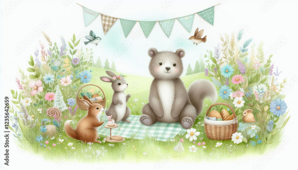 Fototapeta premium Woodland Friends Picnic