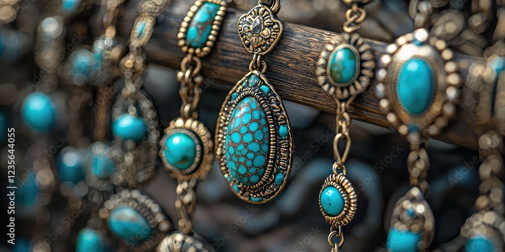 Boho-style jewelry with turquoise stones Boho-style jewelry with turquoise stones