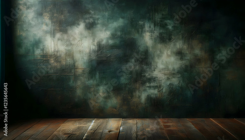 Background texture A distressed wall in deep green with subtle brush strokes that add an artistic, weathered feel to th1 photo