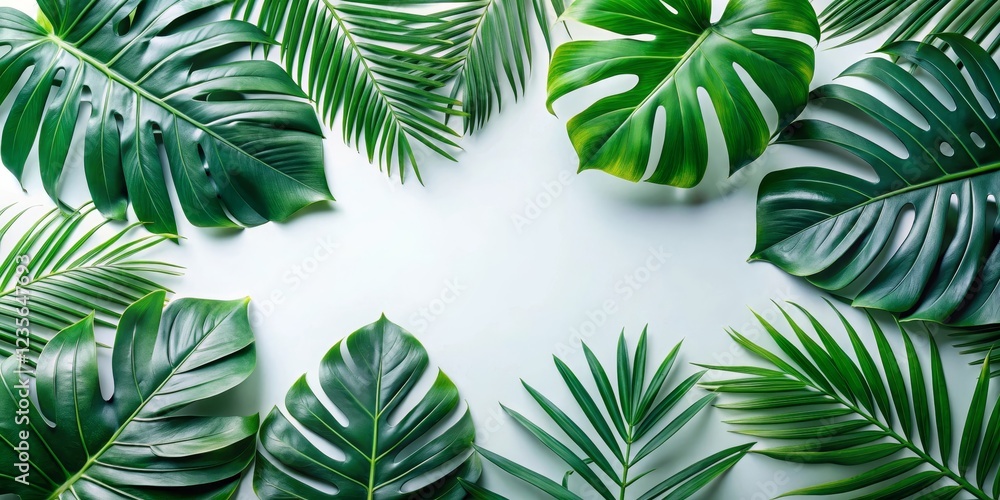 Lush Tropical Foliage Arranged in a Stunning Frame for Design Projects and Creative Applications Lush Tropical Foliage Arranged in a Stunning Frame for Design Projects and Creative Applications