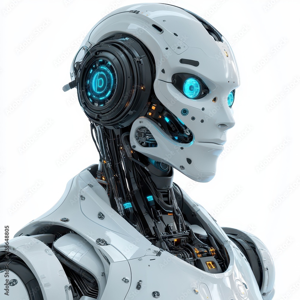 Futuristic Robot Profile with High-Tech Features Futuristic Robot Profile with High-Tech Features