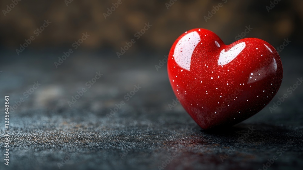 Fototapeta premium Red heart, dark background, love, Valentine's