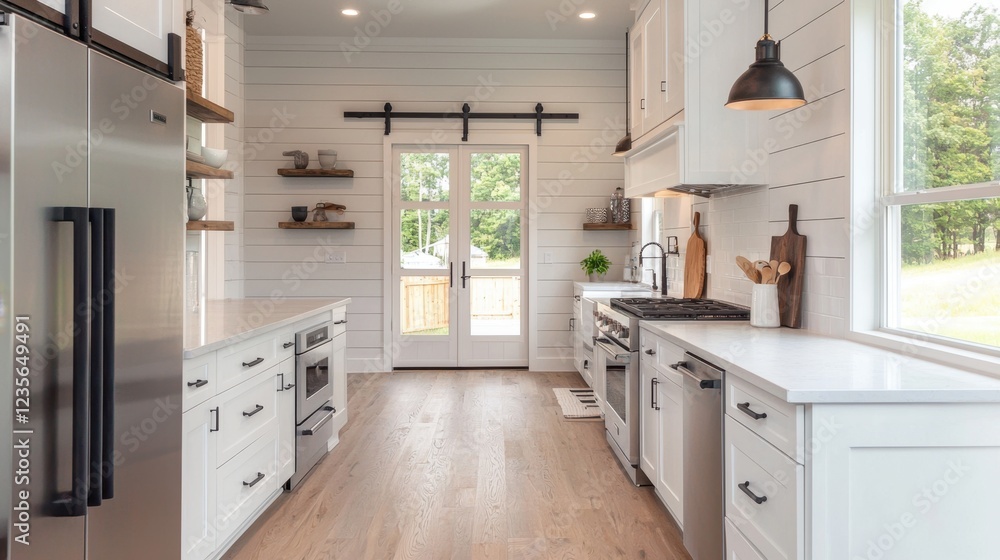 Modern Farmhouse Kitchen with Bright Open Space and Elegant Features Modern Farmhouse Kitchen with Bright Open Space and Elegant Features