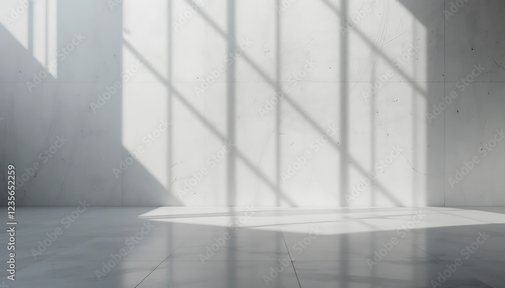 Fototapeta premium White Room With Window Light Shadows On Walls And Floor