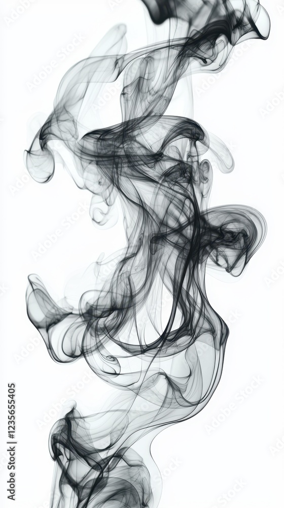 Fototapeta premium Elegant Black Smoke Swirls on White Background Abstract Art