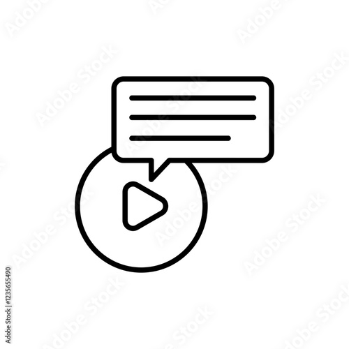 Video description outline icons, minimalist vector illustration ,simple transparent graphic element .Isolated on white background