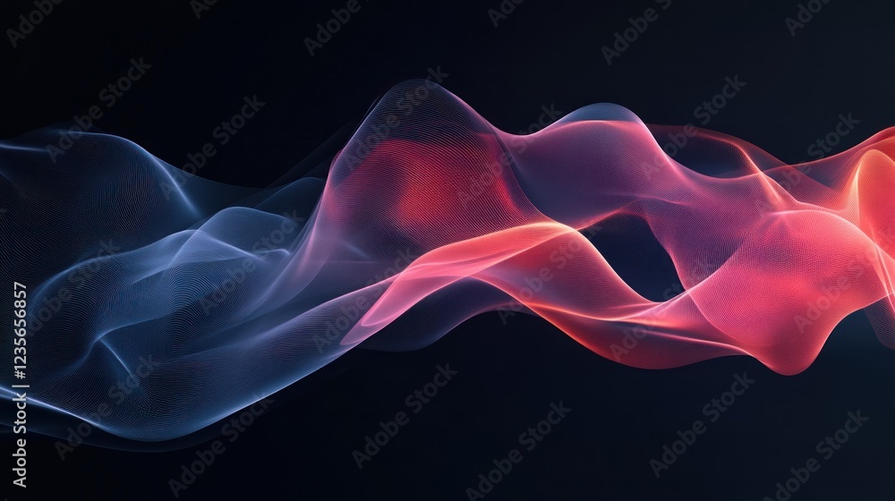 Fototapeta premium Abstract colorful waves flowing, dark background, digital art, website header