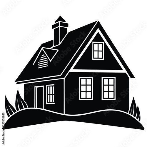 Eco-Friendly Practices silhouette vector style of a house with a green room
