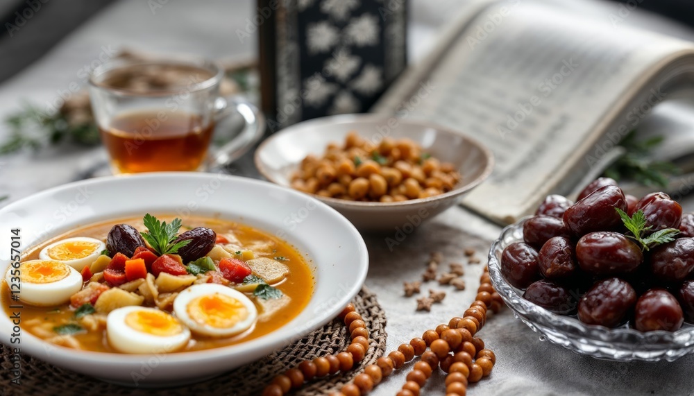 Warm Hearty Soup with Dates and Chickpeas Ramadan Meal
