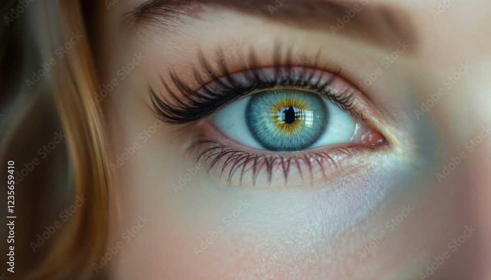 Close-up of a Striking Blue-Green Eye with Lush Lashes Close-up of a Striking Blue-Green Eye with Lush Lashes