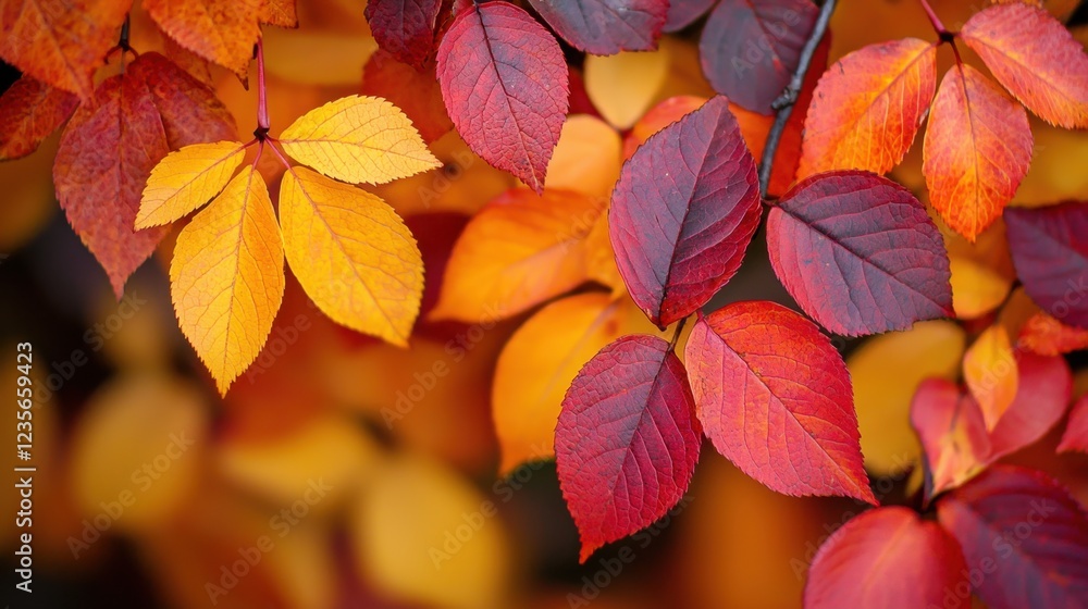 Fototapeta premium Vibrant Autumn Leaves in Vivid Red, Orange, and Yellow Shades
