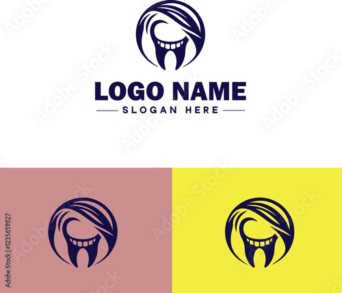 Orthodontics icon Orthodontia Dental braces Teeth alignment flat logo sign symbol editable vector