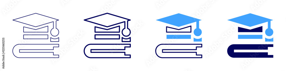 Education publications icon in 4 different styles. Thin Line, Line, Bold, and Bold Line. Duotone style. Editable stroke Education publications icon in 4 different styles. Thin Line, Line, Bold, and Bold Line. Duotone style. Editable stroke