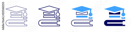 Education publications icon in 4 different styles. Thin Line, Line, Bold, and Bold Line. Duotone style. Editable stroke