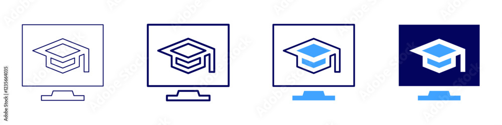 Online education icon in 4 different styles. Thin Line, Line, Bold, and Bold Line. Duotone style. Editable stroke Online education icon in 4 different styles. Thin Line, Line, Bold, and Bold Line. Duotone style. Editable stroke