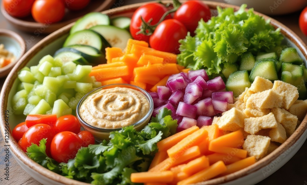 Colorful vegetable platter with dip Colorful vegetable platter with dip
