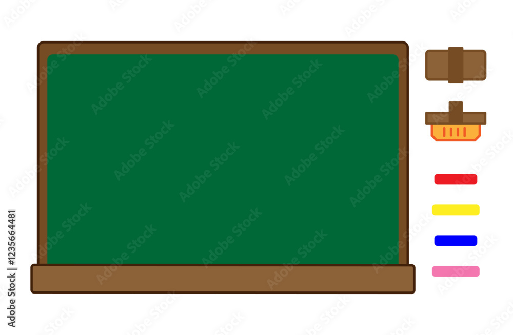 Illustration set of a blackboard, blackboard eraser and chalk Illustration set of a blackboard, blackboard eraser and chalk
