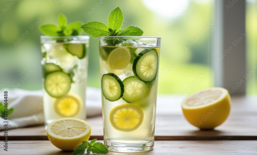 Refreshing lemon and cucumber drinks Refreshing lemon and cucumber drinks