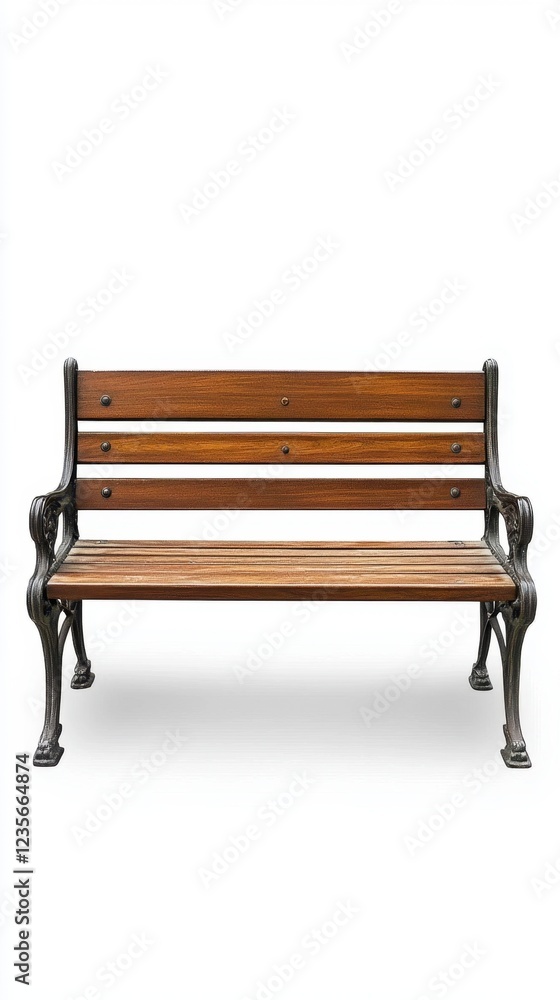 Rustic Wooden Park Bench with Iron Legs in Minimalist Setting Rustic Wooden Park Bench with Iron Legs in Minimalist Setting