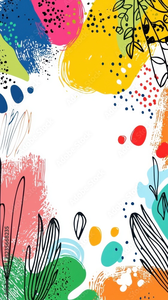 Naklejka premium Vibrant Abstract Background with Colorful Shapes and Organic Elements