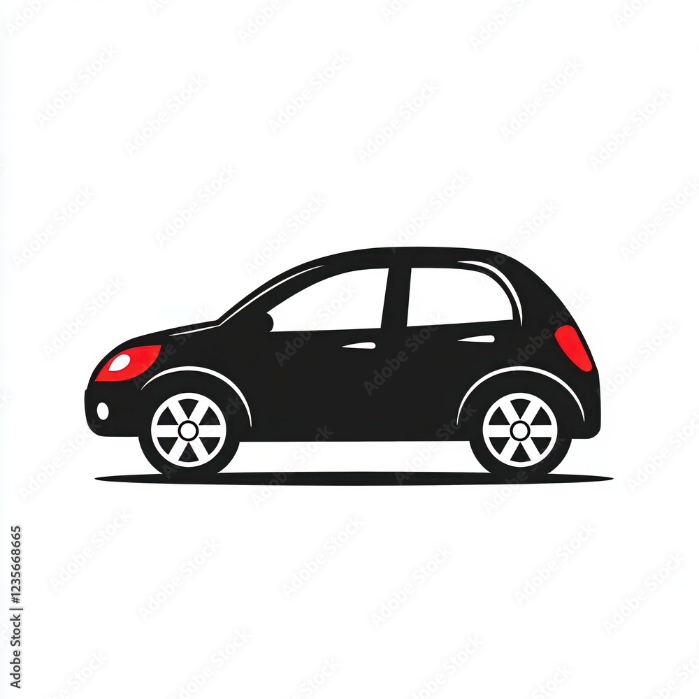 Fototapeta premium Black Car Icon Vector Illustration on a Plain White Background Showcasing Simplicity and Clarity. Generative AI