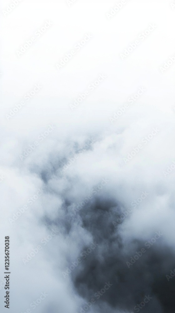 Serene Misty Landscape with Ethereal White Clouds Above Ground Serene Misty Landscape with Ethereal White Clouds Above Ground
