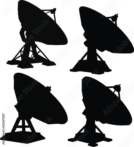 Black and white silhouette of a satellite dish