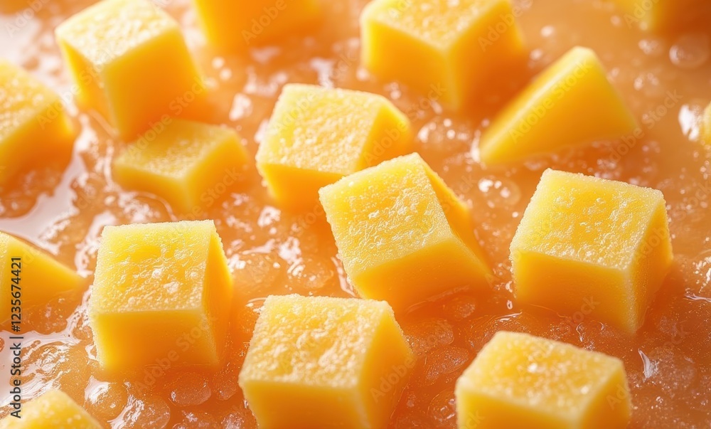 Close-up of yellow cheese cubes. Close-up of yellow cheese cubes.