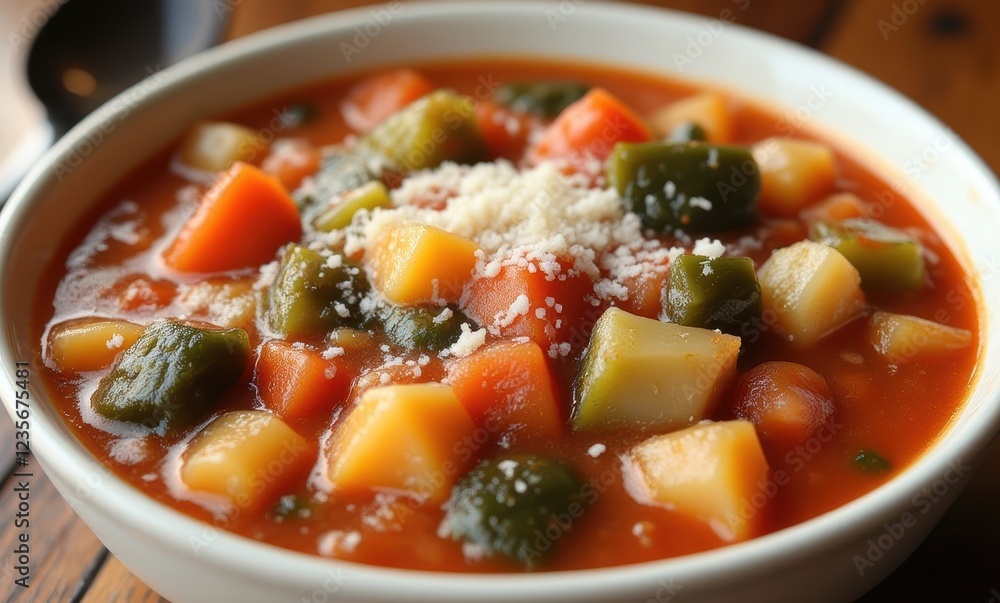 Hearty vegetable soup with fresh ingredients Hearty vegetable soup with fresh ingredients