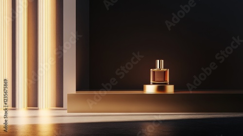 Wallpaper Mural A luxurious high-end product displayed on a golden pedestal, illuminated by soft ambient lighting against a smooth, dark background, creating a sophisticated atmosphere Torontodigital.ca