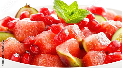 Watermelon, fig, pomegranate salad bowl, summer, food photo